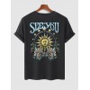 Letter and Sun and Flowers Graphic Pattern T-shirt