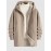 Men's Casual Minimalist Solid Color Zip Fly Hooded Fleece-lined Woolen Long Coat